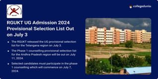 RGUKT UG Admission 2024 Phase 1 Provisional Selection List Out on July 3, Get Direct Link Here